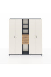 Arges Dolap 15 Raflı 2 Çekmeceli 4 Kapaklı 220x30x243 Antrasit-Aytaşı/Çam