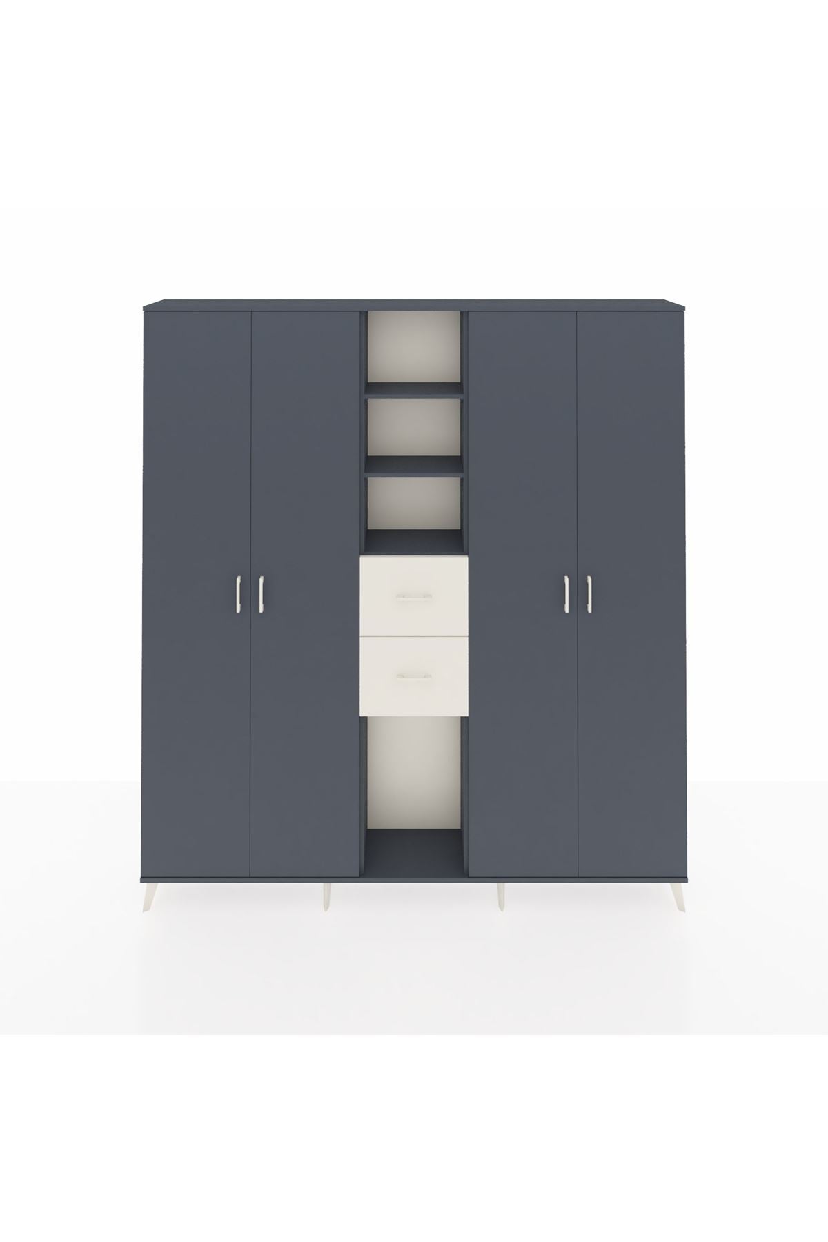 Arges Dolap 15 Raflı 2 Çekmeceli 4 Kapaklı 220x30x243 Antrasit-Antrasit/Aytaşı