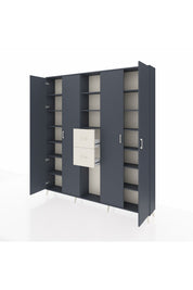 Arges Dolap 15 Raflı 2 Çekmeceli 4 Kapaklı 220x30x243 Antrasit-Antrasit/Aytaşı