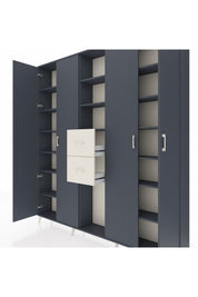 Arges Dolap 15 Raflı 2 Çekmeceli 4 Kapaklı 220x30x243 Antrasit-Antrasit/Aytaşı