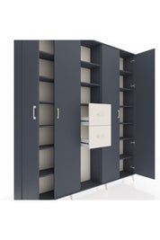 Arges Dolap 15 Raflı 2 Çekmeceli 4 Kapaklı 220x30x243 Antrasit-Antrasit/Aytaşı