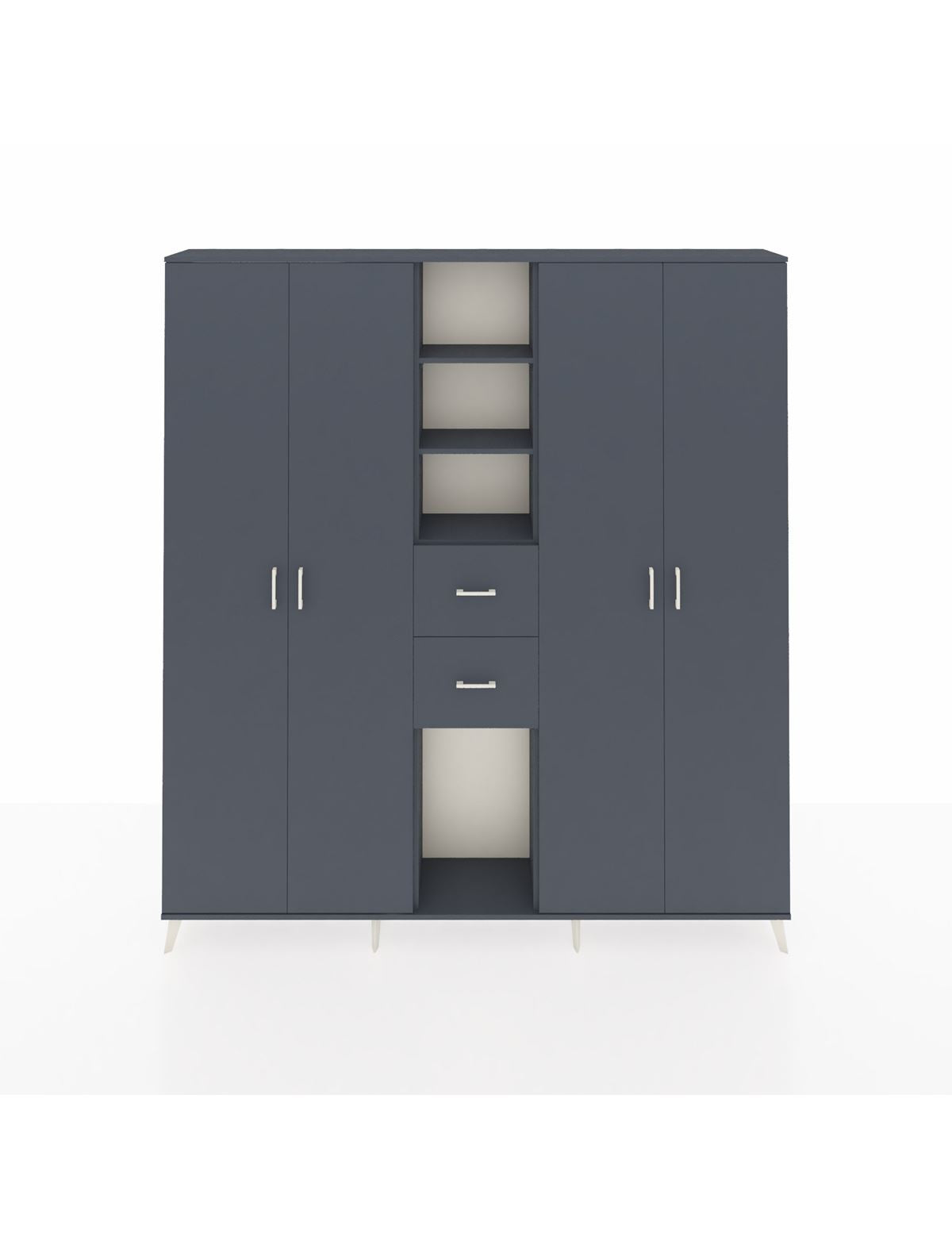 Arges Gardrop 15 Raflı 2 Çekmeceli 4 Kapaklı 220x30x243 Antrasit-Antrasit