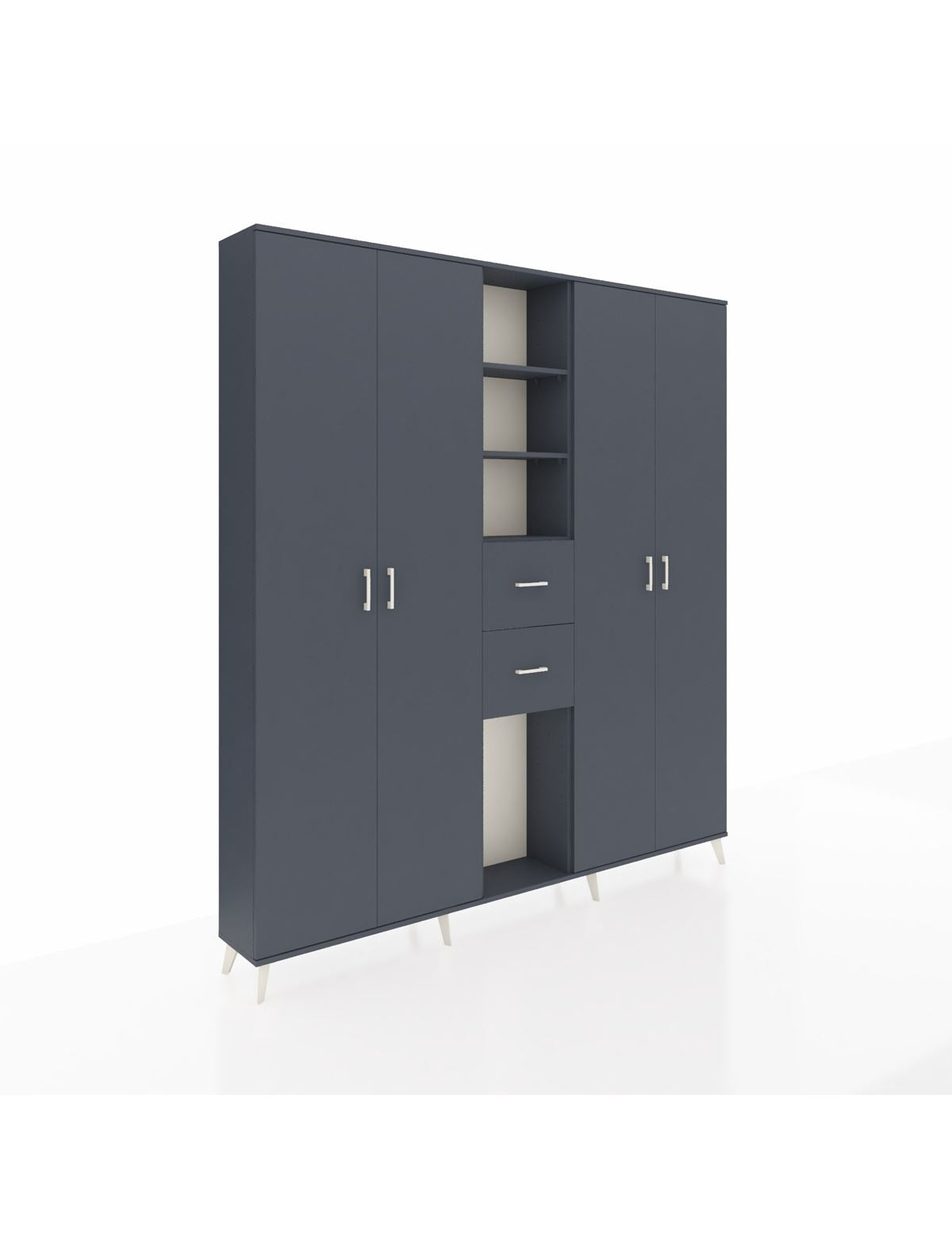 Arges Gardrop 15 Raflı 2 Çekmeceli 4 Kapaklı 220x30x243 Antrasit-Antrasit