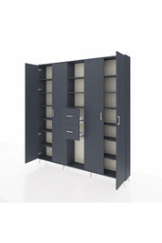 Arges Gardrop 15 Raflı 2 Çekmeceli 4 Kapaklı 220x30x243 Antrasit-Antrasit