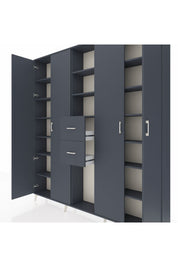 Arges Gardrop 15 Raflı 2 Çekmeceli 4 Kapaklı 220x30x243 Antrasit-Antrasit