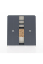 Arges Dolap 15 Raflı 2 Çekmeceli 4 Kapaklı 220x30x243 Antrasit-Antrasit/Çam