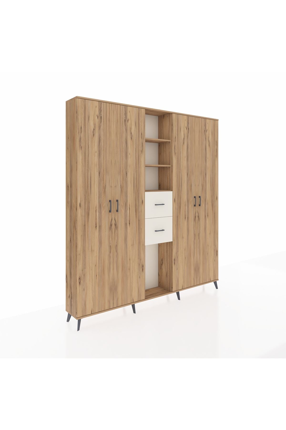 Arges Dolap 15 Raflı 2 Çekmeceli 4 Kapaklı 220x30x243 Çam-Çam/Aytaşı