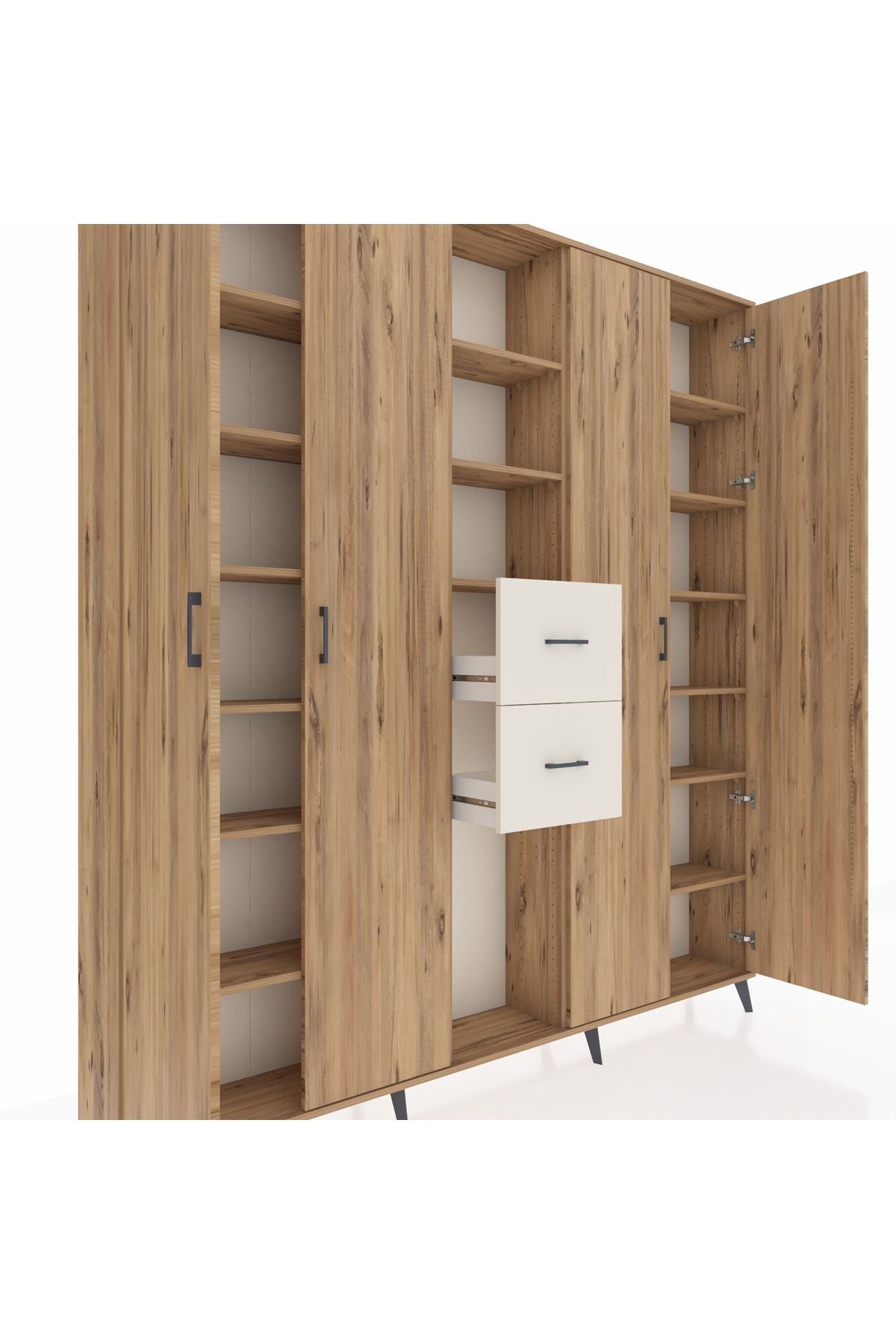 Arges Dolap 15 Raflı 2 Çekmeceli 4 Kapaklı 220x30x243 Çam-Çam/Aytaşı