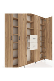 Arges Dolap 15 Raflı 2 Çekmeceli 4 Kapaklı 220x30x243 Çam-Çam/Aytaşı