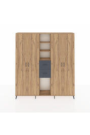 Arges Dolap 15 Raflı 2 Çekmeceli 4 Kapaklı 220x30x243 Çam-Çam/Antrasit