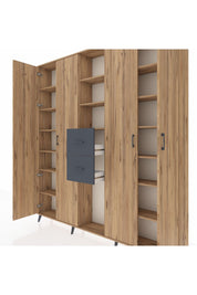 Arges Dolap 15 Raflı 2 Çekmeceli 4 Kapaklı 220x30x243 Çam-Çam/Antrasit