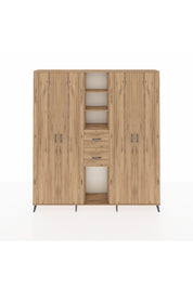 Arges Gardrop 15 Raflı 2 Çekmeceli 4 Kapaklı 220x30x243 Çam-Çam