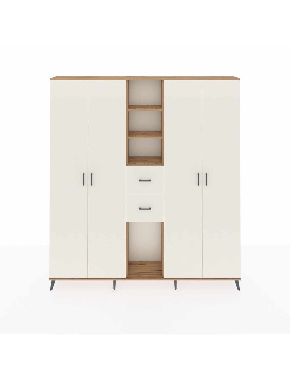 Arges Gardrop 15 Raflı 2 Çekmeceli 4 Kapaklı 220x30x243 Çam-Aytaşı