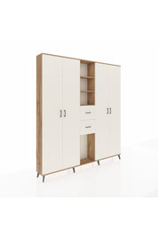 Arges Gardrop 15 Raflı 2 Çekmeceli 4 Kapaklı 220x30x243 Çam-Aytaşı