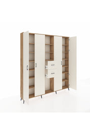 Arges Gardrop 15 Raflı 2 Çekmeceli 4 Kapaklı 220x30x243 Çam-Aytaşı