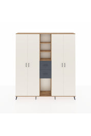 Arges Dolap 15 Raflı 2 Çekmeceli 4 Kapaklı 220x30x243 Çam-Aytaşı/Antrasit