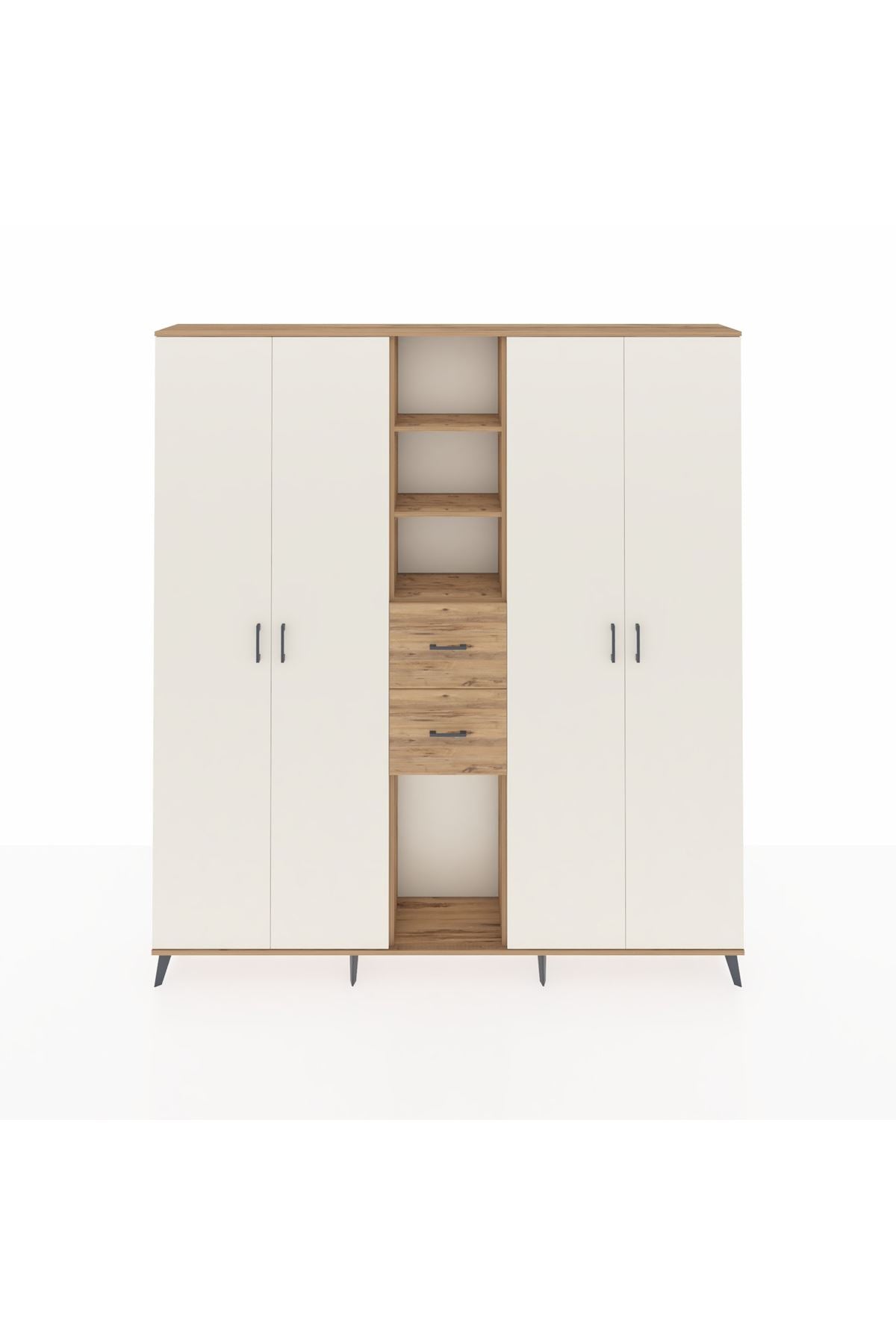 Arges Dolap 15 Raflı 2 Çekmeceli 4 Kapaklı 220x30x243 Çam-Aytaşı/Çam