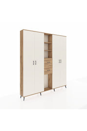 Arges Dolap 15 Raflı 2 Çekmeceli 4 Kapaklı 220x30x243 Çam-Aytaşı/Çam