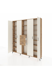 Arges Dolap 15 Raflı 2 Çekmeceli 4 Kapaklı 220x30x243 Çam-Aytaşı/Çam