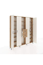 Arges Dolap 15 Raflı 2 Çekmeceli 4 Kapaklı 220x30x243 Çam-Aytaşı/Çam