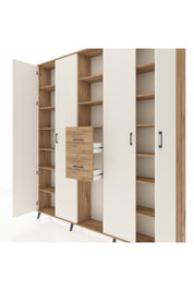 Arges Dolap 15 Raflı 2 Çekmeceli 4 Kapaklı 220x30x243 Çam-Aytaşı/Çam