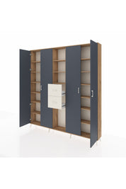 Arges Dolap 15 Raflı 2 Çekmeceli 4 Kapaklı 220x30x243 Çam-Antrasit/Aytaşı