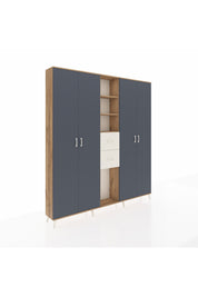 Arges Dolap 15 Raflı 2 Çekmeceli 4 Kapaklı 220x30x243 Çam-Antrasit/Aytaşı