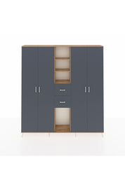 Arges Gardrop 15 Raflı 2 Çekmeceli 4 Kapaklı 220x30x243 Çam-Antrasit