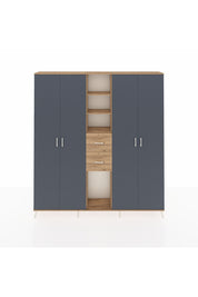 Arges Dolap 15 Raflı 2 Çekmeceli 4 Kapaklı 220x30x243 Çam-Antrasit/Çam