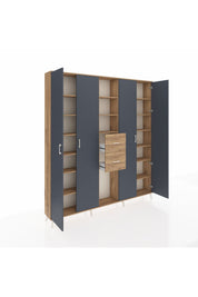 Arges Dolap 15 Raflı 2 Çekmeceli 4 Kapaklı 220x30x243 Çam-Antrasit/Çam