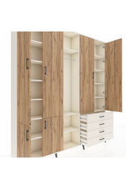 Arges Dolap 14 Raflı 4 Çekmeceli Tek Askılı 220x30x243 Aytaşı-Çam/Aytaşı