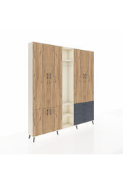 Arges Dolap 14 Raflı 4 Çekmeceli Tek Askılı 220x30x243 Aytaşı-Çam/Antrasit