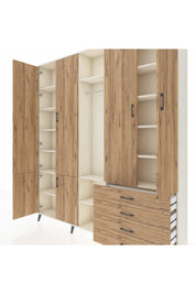 Arges Gardrop 14 Raflı 4 Çekmeceli Tek Askılı 220x30x243 Aytaşı-Çam