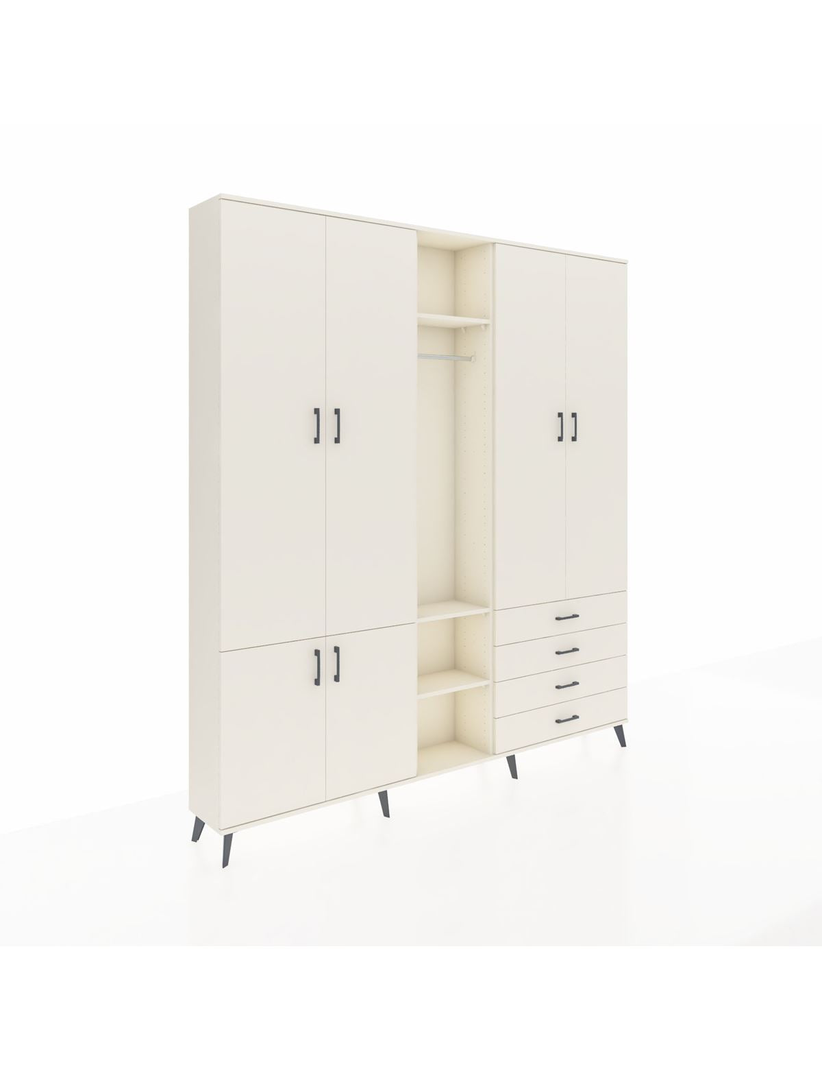 Arges Gardrop 14 Raflı 4 Çekmeceli Tek Askılı 220x30x243 Aytaşı-Aytaşı