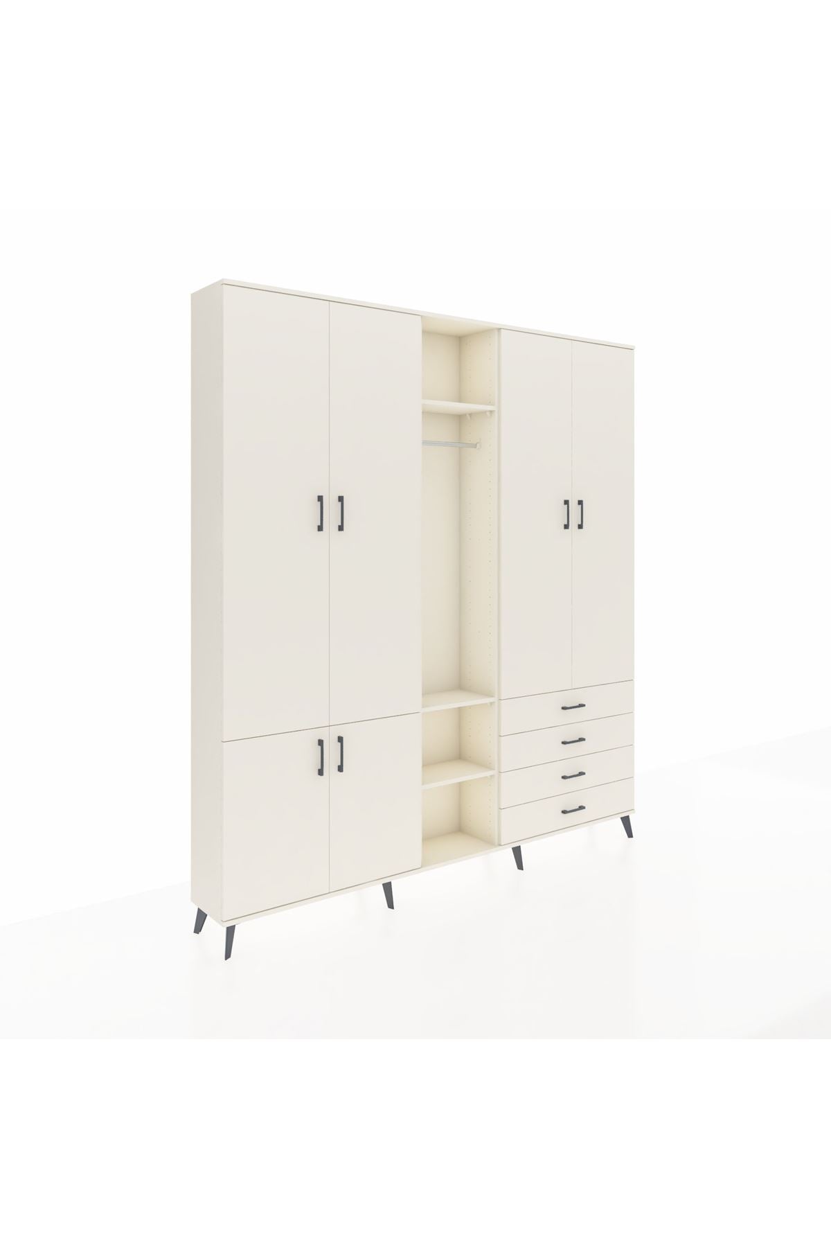 Arges Gardrop 14 Raflı 4 Çekmeceli Tek Askılı 220x30x243 Aytaşı-Aytaşı