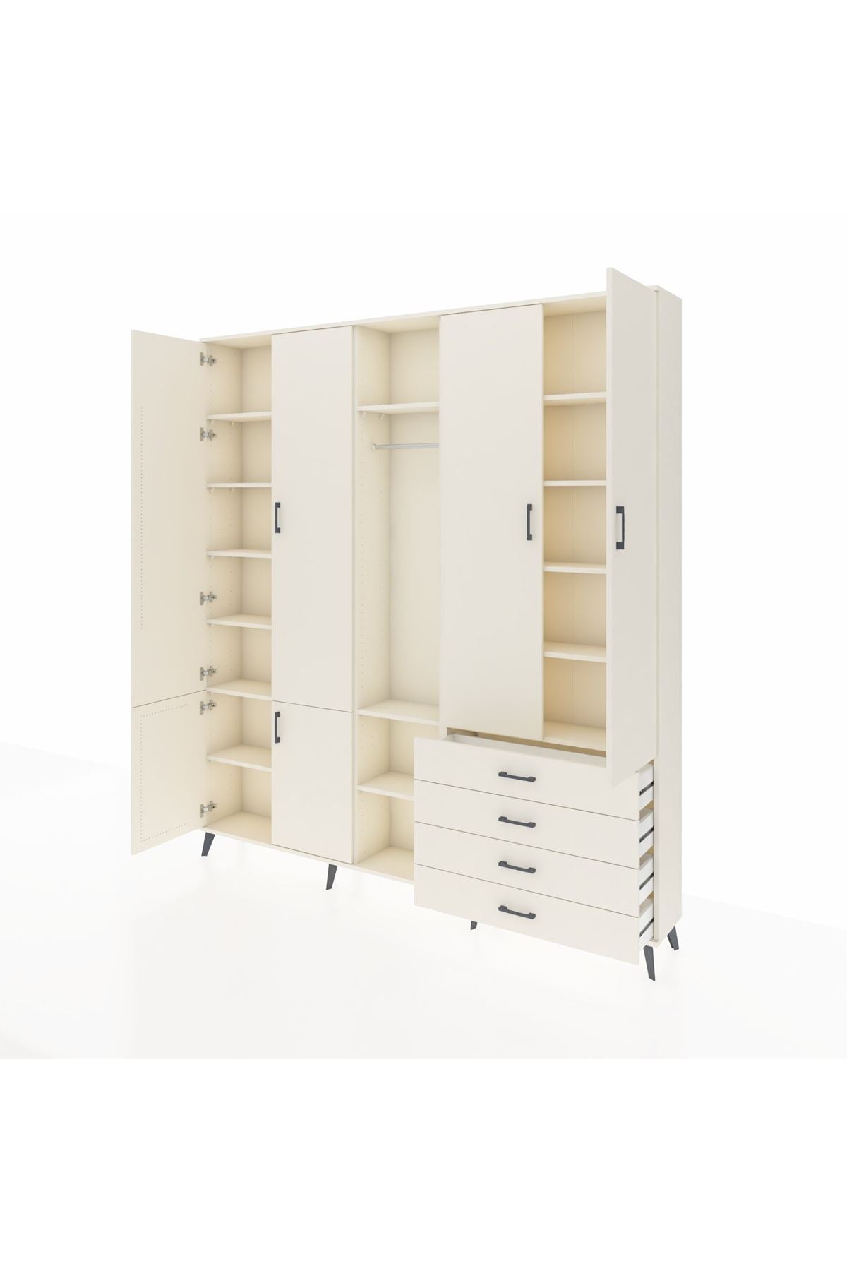 Arges Gardrop 14 Raflı 4 Çekmeceli Tek Askılı 220x30x243 Aytaşı-Aytaşı