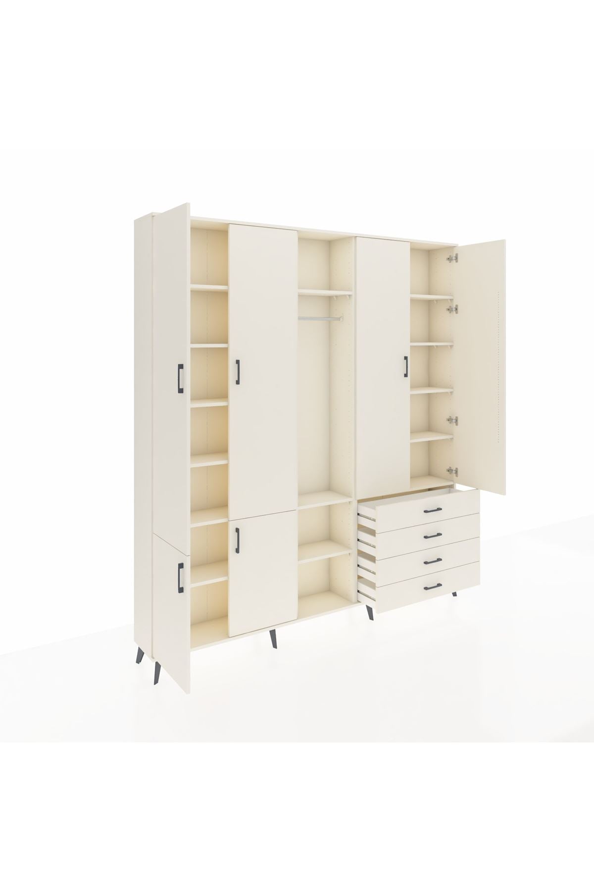 Arges Gardrop 14 Raflı 4 Çekmeceli Tek Askılı 220x30x243 Aytaşı-Aytaşı