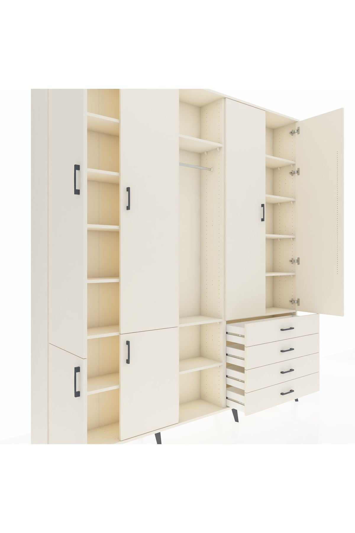 Arges Gardrop 14 Raflı 4 Çekmeceli Tek Askılı 220x30x243 Aytaşı-Aytaşı