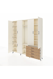 Arges Dolap 14 Raflı 4 Çekmeceli Tek Askılı 220x30x243 Aytaşı-Aytaşı/Çam
