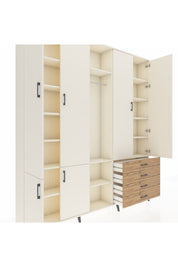 Arges Dolap 14 Raflı 4 Çekmeceli Tek Askılı 220x30x243 Aytaşı-Aytaşı/Çam