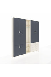 Arges Dolap 14 Raflı 4 Çekmeceli Tek Askılı 220x30x243 Aytaşı-Antrasit/Aytaşı