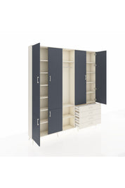 Arges Dolap 14 Raflı 4 Çekmeceli Tek Askılı 220x30x243 Aytaşı-Antrasit/Aytaşı