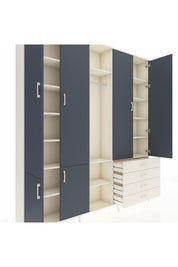 Arges Dolap 14 Raflı 4 Çekmeceli Tek Askılı 220x30x243 Aytaşı-Antrasit/Aytaşı