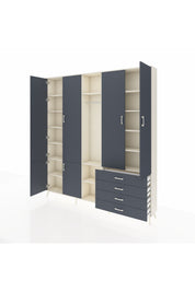 Arges Gardrop 14 Raflı 4 Çekmeceli Tek Askılı 220x30x243 Aytaşı-Antrasit