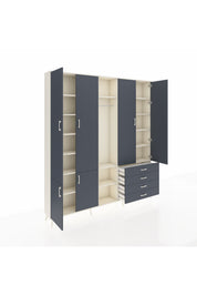 Arges Gardrop 14 Raflı 4 Çekmeceli Tek Askılı 220x30x243 Aytaşı-Antrasit