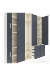 Arges Gardrop 14 Raflı 4 Çekmeceli Tek Askılı 220x30x243 Aytaşı-Antrasit