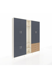 Arges Dolap 14 Raflı 4 Çekmeceli Tek Askılı 220x30x243 Aytaşı-Antrasit/Çam