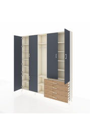 Arges Dolap 14 Raflı 4 Çekmeceli Tek Askılı 220x30x243 Aytaşı-Antrasit/Çam