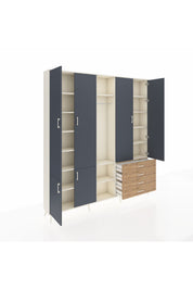 Arges Dolap 14 Raflı 4 Çekmeceli Tek Askılı 220x30x243 Aytaşı-Antrasit/Çam