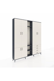 Arges Gardrop 14 Raflı 4 Çekmeceli Tek Askılı 220x30x243 Antrasit-Aytaşı